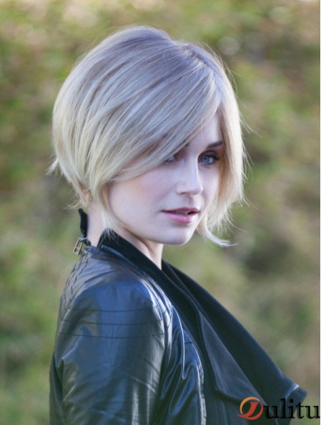 10  inchlongueur de menton Blonde perruques de mode droite Bob