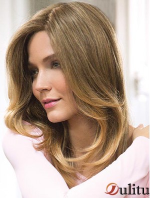 Blonde 16  inchsans frange longues belles perruques monofilament