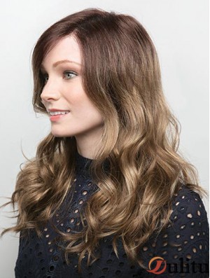 Blonde 16  inchsans frange longues perruques monofilament élégant