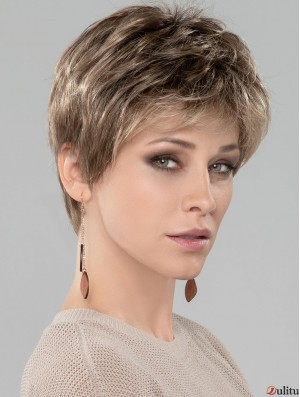 Blonde 4 pouces Boycuts Cropped Discount Monofilament Perruques