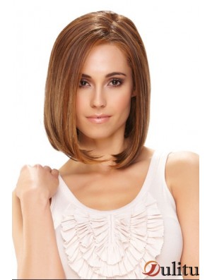 Synthétique avant dentelle perruques longueur menton monofilament style droit couleur brune