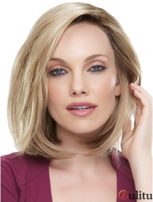 Longueur d'épaule droite Bobs Blonde Meilleures perruques 100% nouées à la main