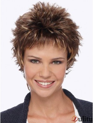 Boycuts Blonde Wavy 6 pouces courtes perruques synthétiques