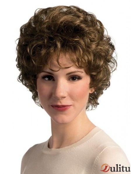 Avec Bangs Brown Wavy 8 pouces Basic Wig