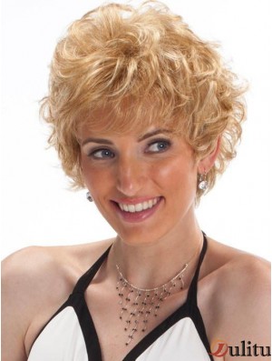 Capless Blonde 8 pouces recadrée Boycuts perruques synthétiques