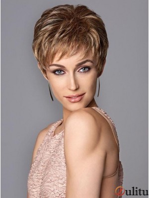 Boycuts Brown Wavy 4 pouces capless perruques