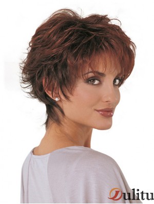 Perruques de mode synthétiques Coupe classique Longueur courte Couleur Auburn