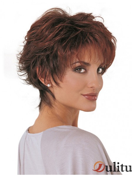 Perruques de mode synthétiques Coupe classique Longueur courte Couleur Auburn