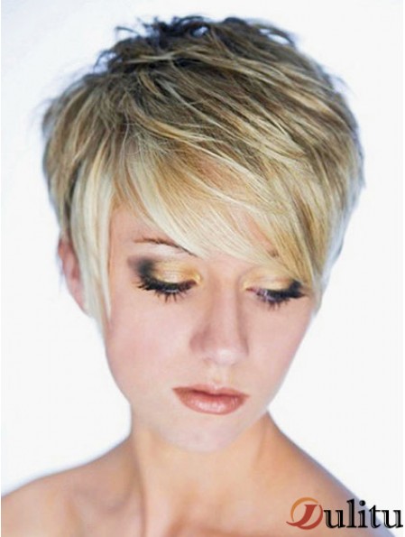 Meilleure perruque synthétique Boycuts Longueur recadrée Couleur blonde