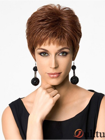 Coiffures 4 pouces droite Auburn Boycuts perruques courtes