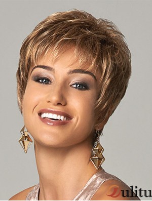 Perruques synthétiques courtes et élégantes UK Cropped Length Blonde Color Boycuts
