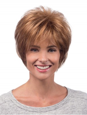 Perruques synthétiques de cheveux chauds Longueur de menton Style droit Couleur Auburn