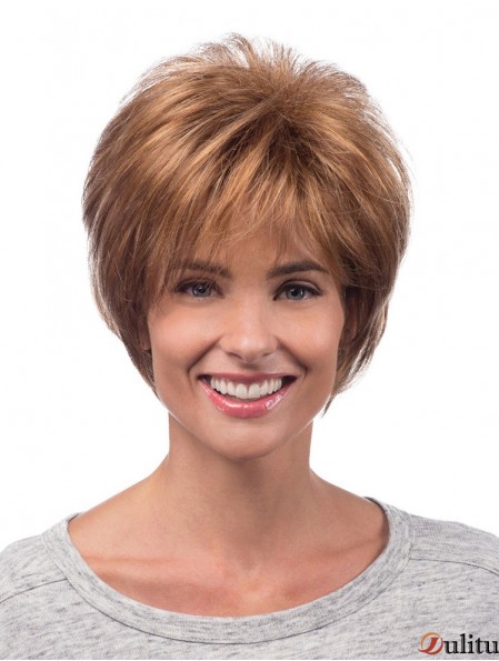 Perruques synthétiques de cheveux chauds Longueur de menton Style droit Couleur Auburn