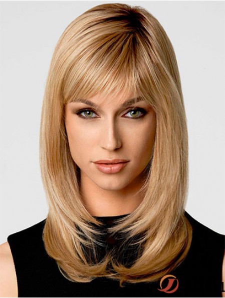 Perruques synthétiques chaleureuses avec le style ondulé de couleur blonde capless