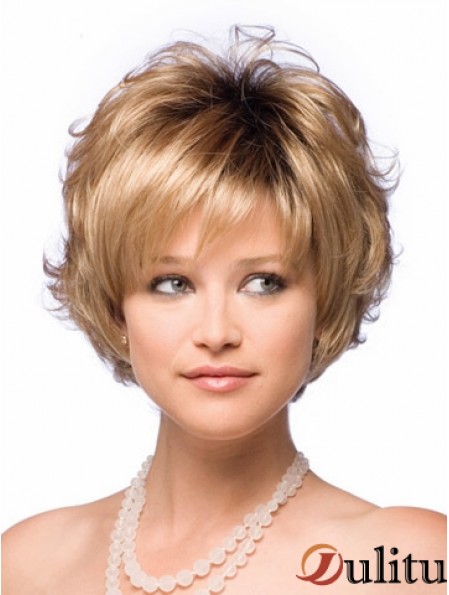 Cheveux synthétiques au Royaume-Uni avec une couleur blonde courte sans capuchon