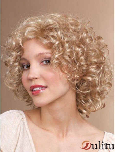 Perruques synthétiques élégantes blondes bouclées classiques