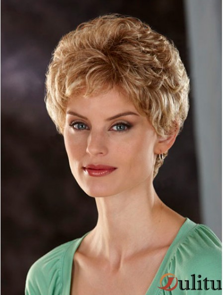 Perruques Blonde Avant Courtes Ondulées Classiques Blondes Confortables