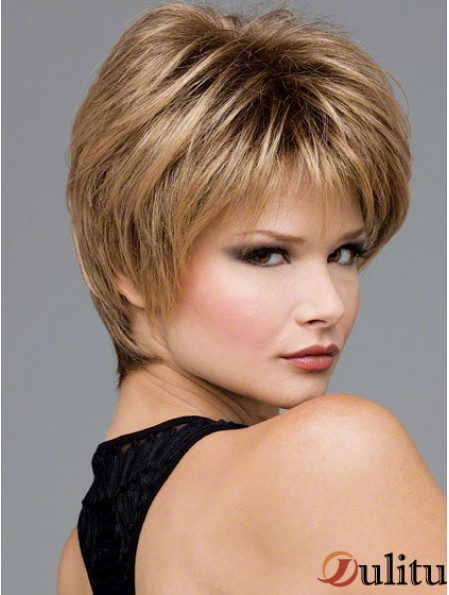 Perruques ondulées courtes synthétiques ondulées synthétiques blondes