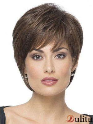 Court Boycuts Straight Brown Hairstyles Synthetic Wigs