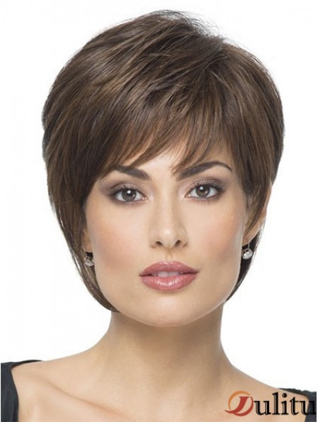 Court Boycuts Straight Brown Hairstyles Synthetic Wigs