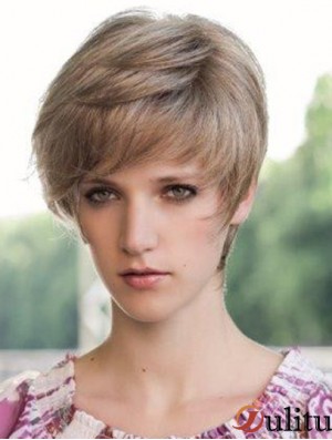 Perruques courtes droites blondes appropriées de 6 pouces