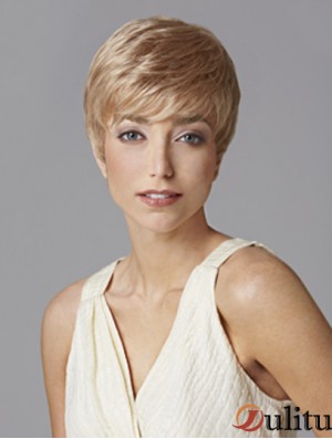 À la mode 5 pouces droite Blonde Boycuts perruques courtes