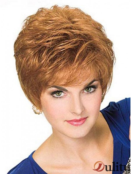 Couleur blonde recadrée droite style boycuts 100% perruques nouées à la main pour les femmes