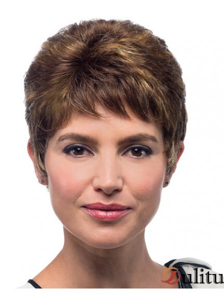 Boycuts coupés droits bruns 100% perruques liées à la main