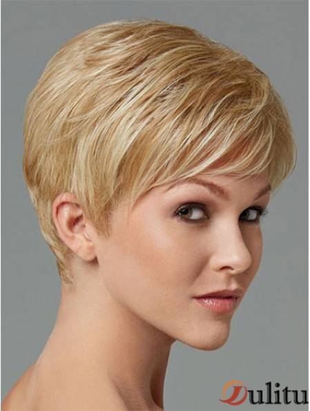 Cheveux synthétiques à vendre Boycuts Longueur recadrée Couleur blonde
