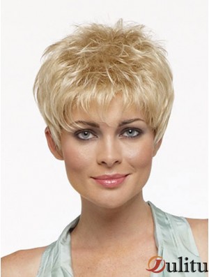 Cropped Boycuts Straight Blonde Online Perruques synthétiques