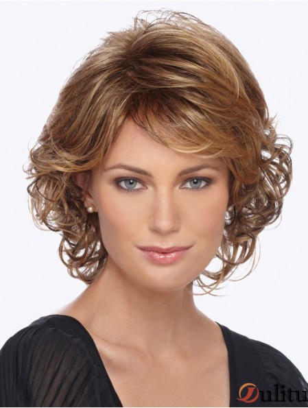 Bouclés avec des franges Perruques synthétiques de style blonde de 12 pouces