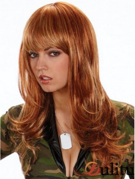 Couleur de cheveux synthétiques au Royaume-Uni avec une longue frange de style ondulé