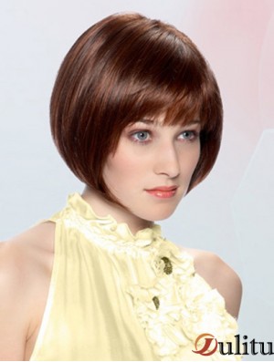 Perruques de Bob durables Auburn 10 pouces Lace Front Longueur de menton droit