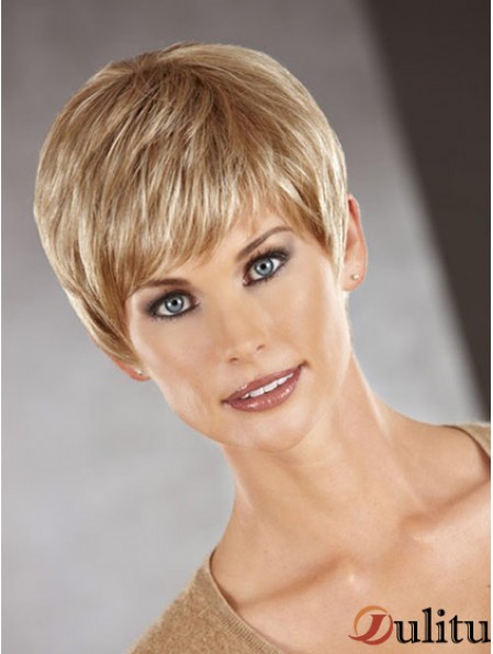 Perruques synthétiques droites Auburn parfaites Boycuts coupées