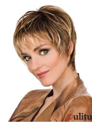 Perruques courtes de 8 pouces droites blondes Boycuts