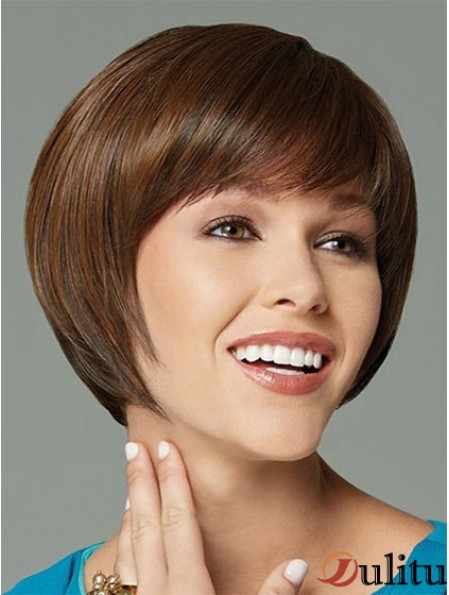 Perruques synthétiques courtes Bobs Straight Brown Top