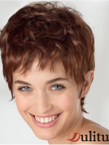 Perruques courtes exquises ondulées Auburn Boycuts de 6 pouces