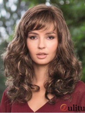 Perruque en dentelle synthétique de couleur brune Style ondulé Boycuts de longue longueur
