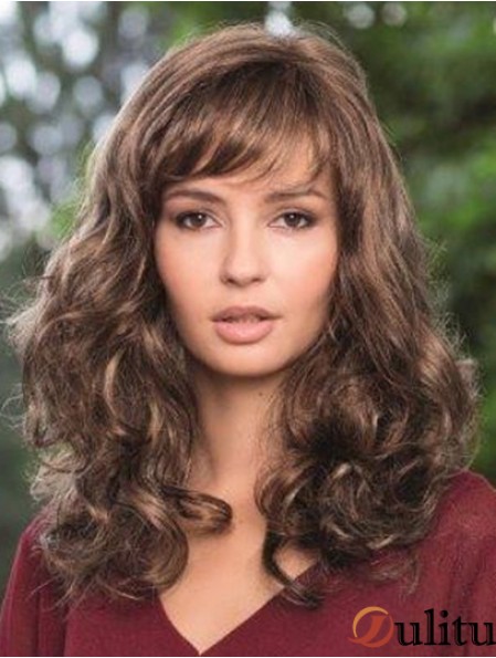 Perruque en dentelle synthétique de couleur brune Style ondulé Boycuts de longue longueur