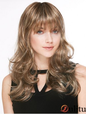 Tendance Blonde Ondulée Avec Frange De Longues Perruques