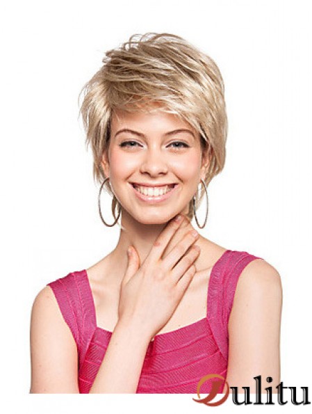 Boycuts courts droite blonde incroyable perruques synthétiques