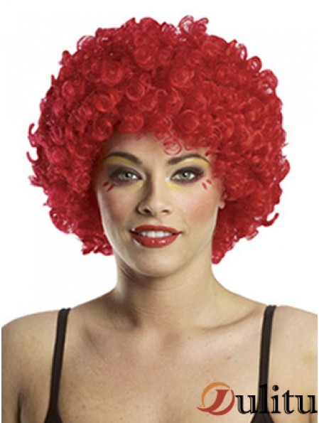 Kinky sans frange court rouge moderne perruques avant de lacet
