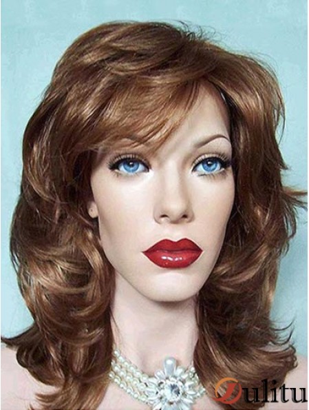 Wavy Layered Shoulder Length Brown Good Lace Front Perruques