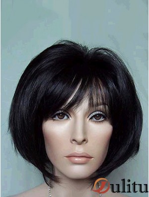 Longueur du menton Bobs Straight Black Perruques synthétiques appropriées
