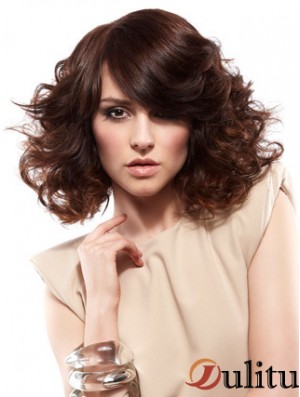 Curly Layered épaule Longueur Auburn magnifique perruques avant de lacet