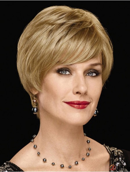 Perruque synthétique boutique UK avec frange longueur menton couleur blonde