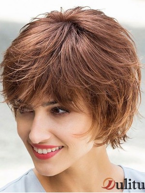 Flexibilité Brun Longueur de menton couches droites sans colle Lace Front perruques mono synthétiques