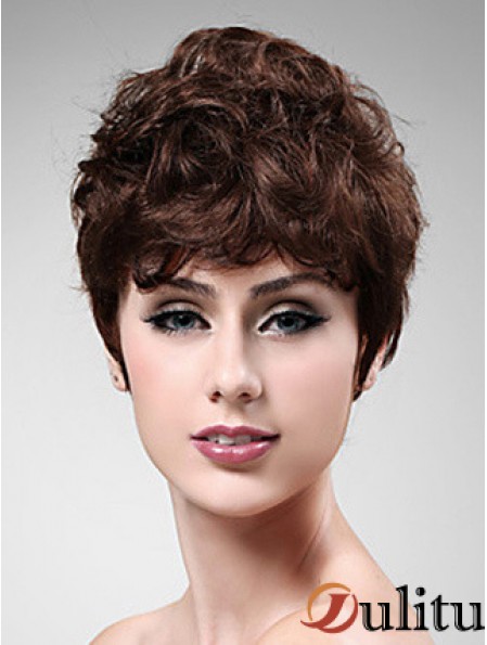Boycuts courts ondulés Auburn Sassy perruques synthétiques