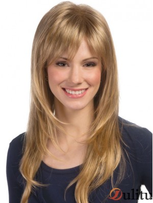 Perruques longues ondulées en dentelle blonde