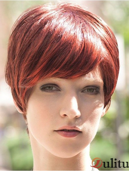 Incroyable 8 pouces droite rouge Boycuts perruques courtes